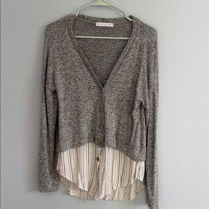 Gray Sweater with Cream Accents